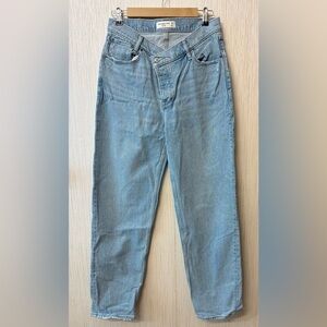 Abercrombie & Fitch High Rise Dad Jeans Criss Cross Waist Light Wash Denim 29